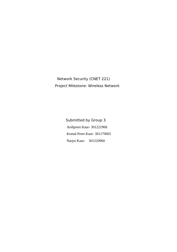 Wireless Network Project - Milestone