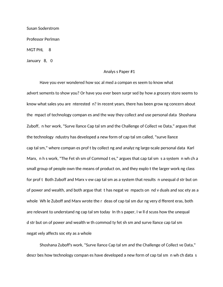 Susan Soderstrom #1 - Business Ethics Analysis Paper