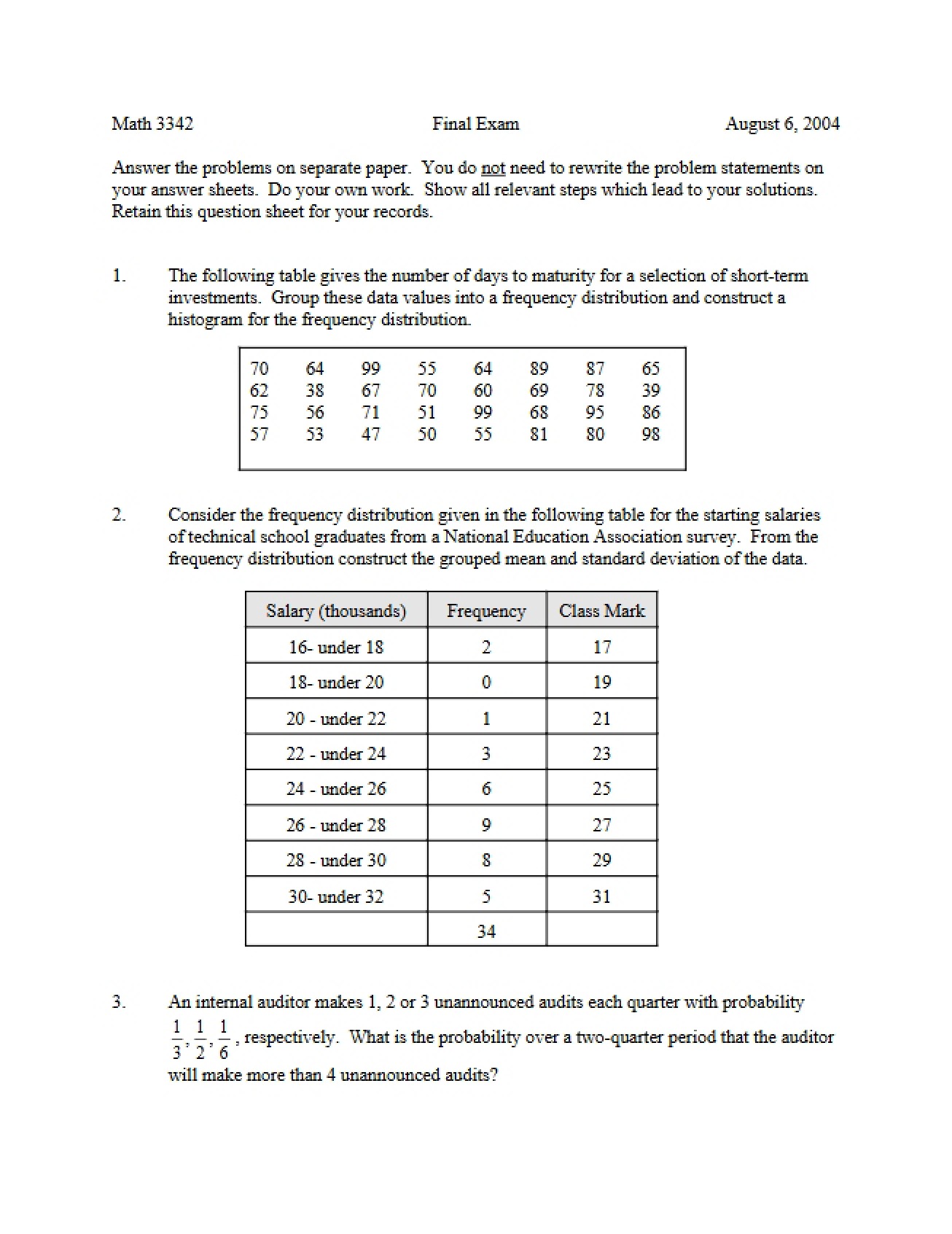 MATH 3342 Final Exam