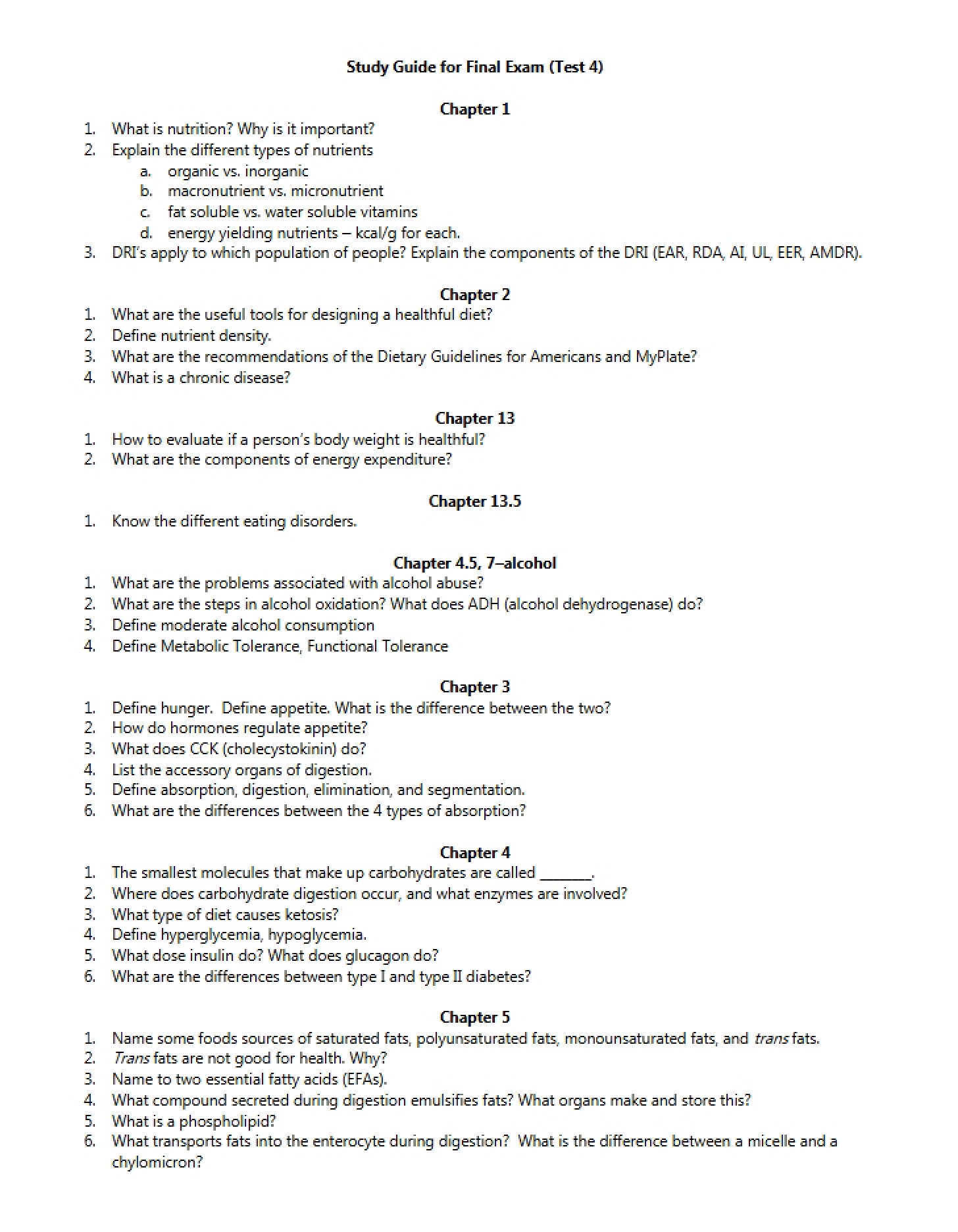 Final Assessment Review Sheet
