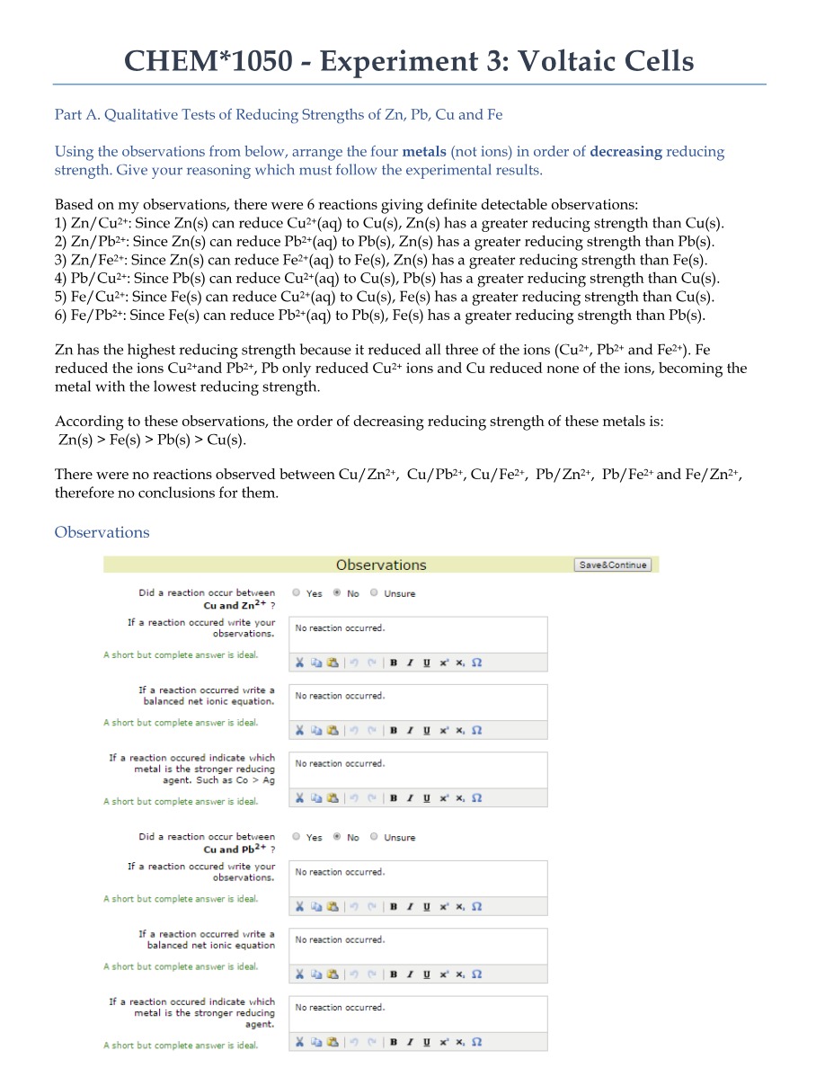 CHEM1101 - Formal Lab Report