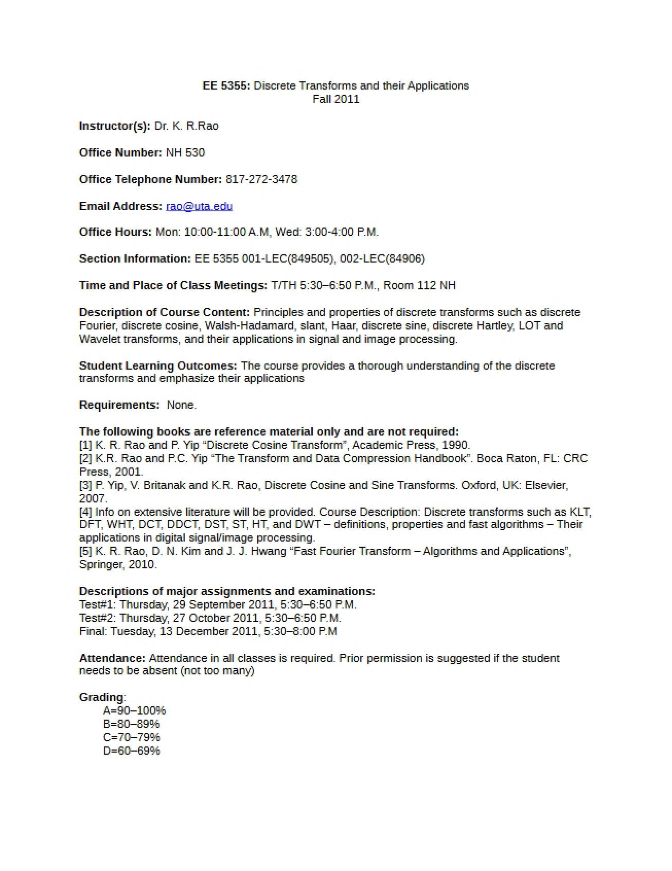 Syllabus for Image Processing
