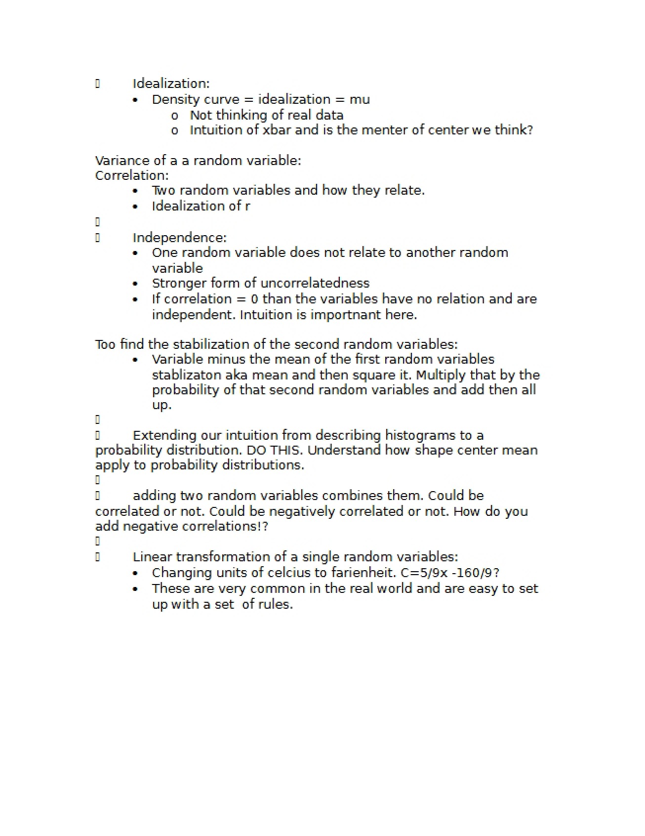 Statistics Notes Set 2