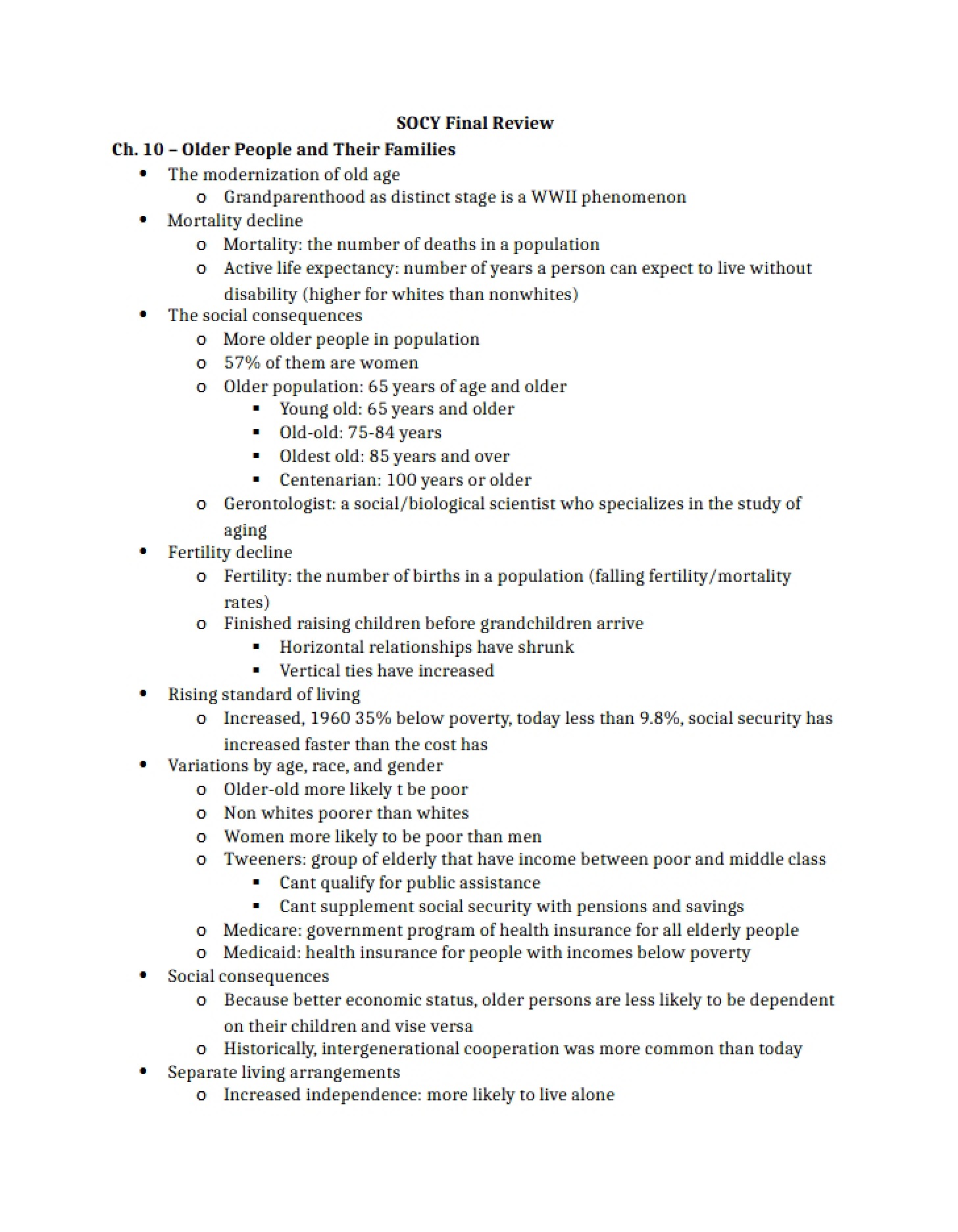 Final Review for SOCY