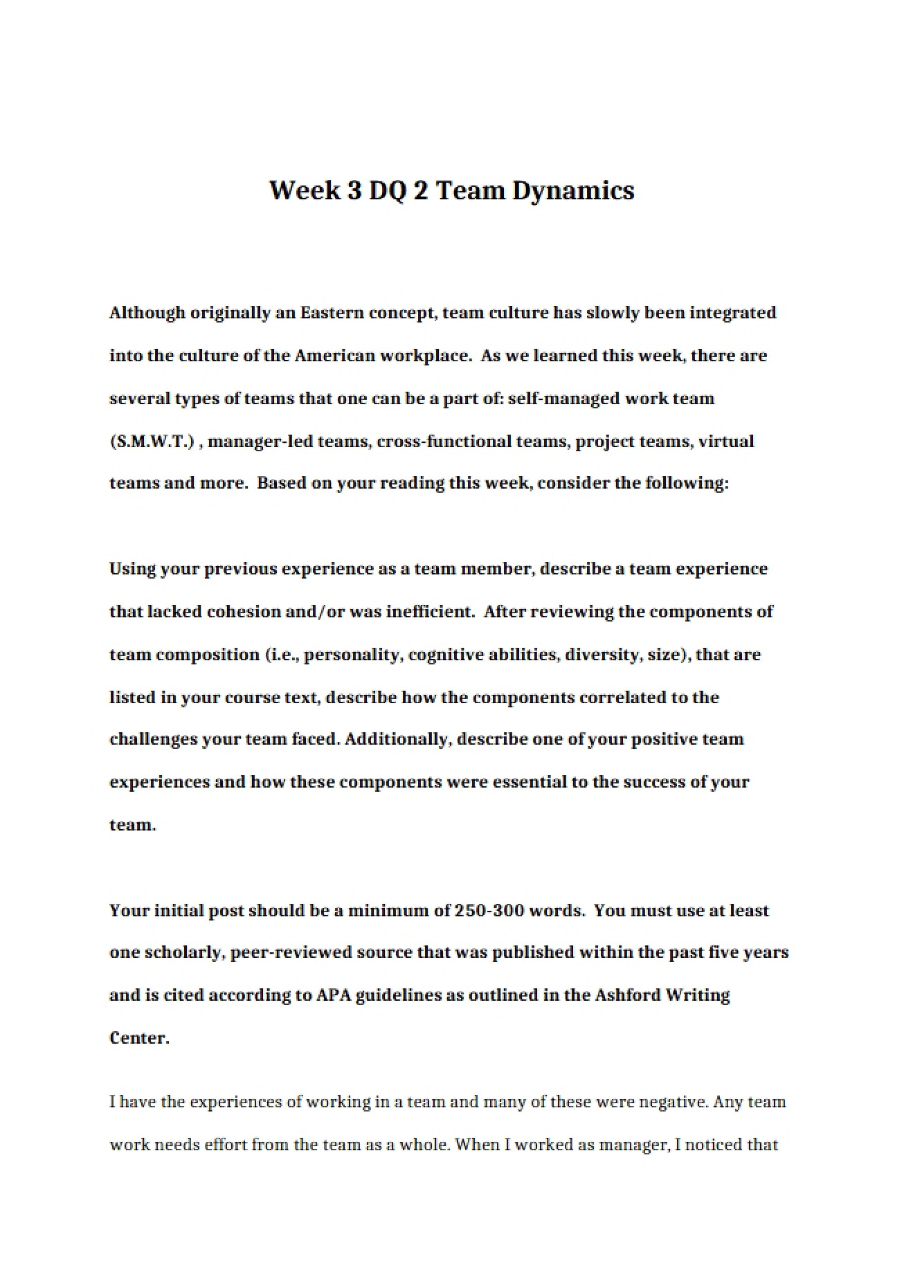 Dynamics of Teams