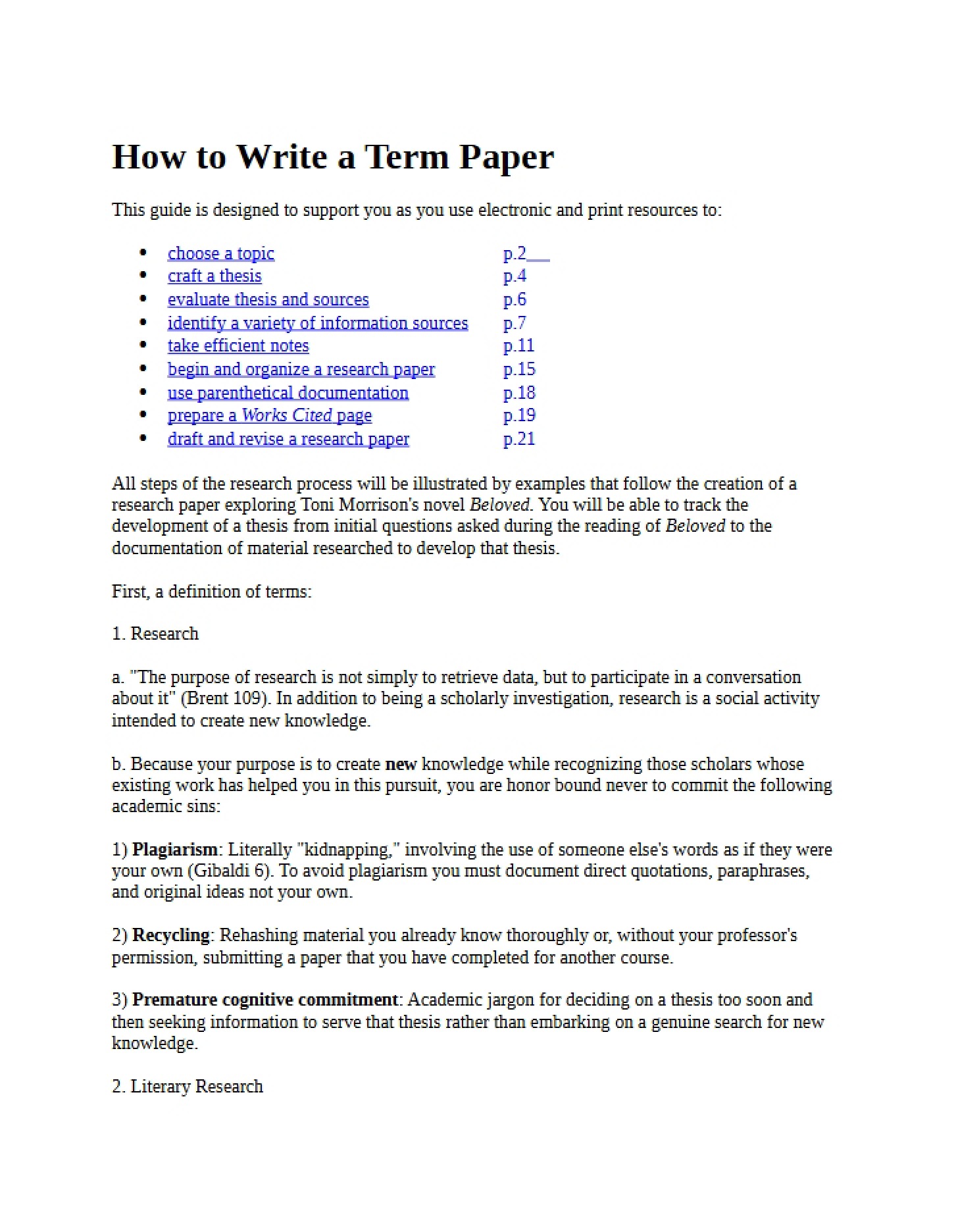 Guide Writing a Term Paper