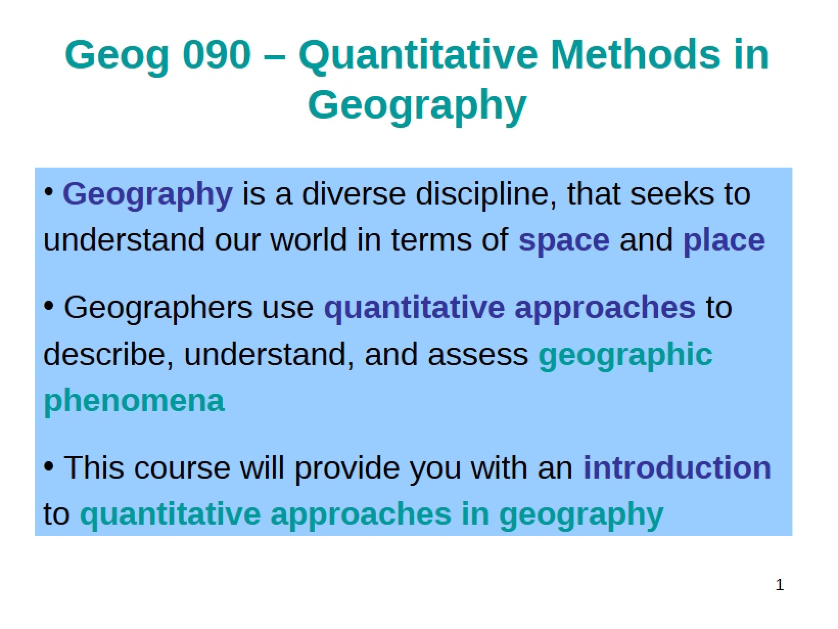 Lecture Notes for Geog 090