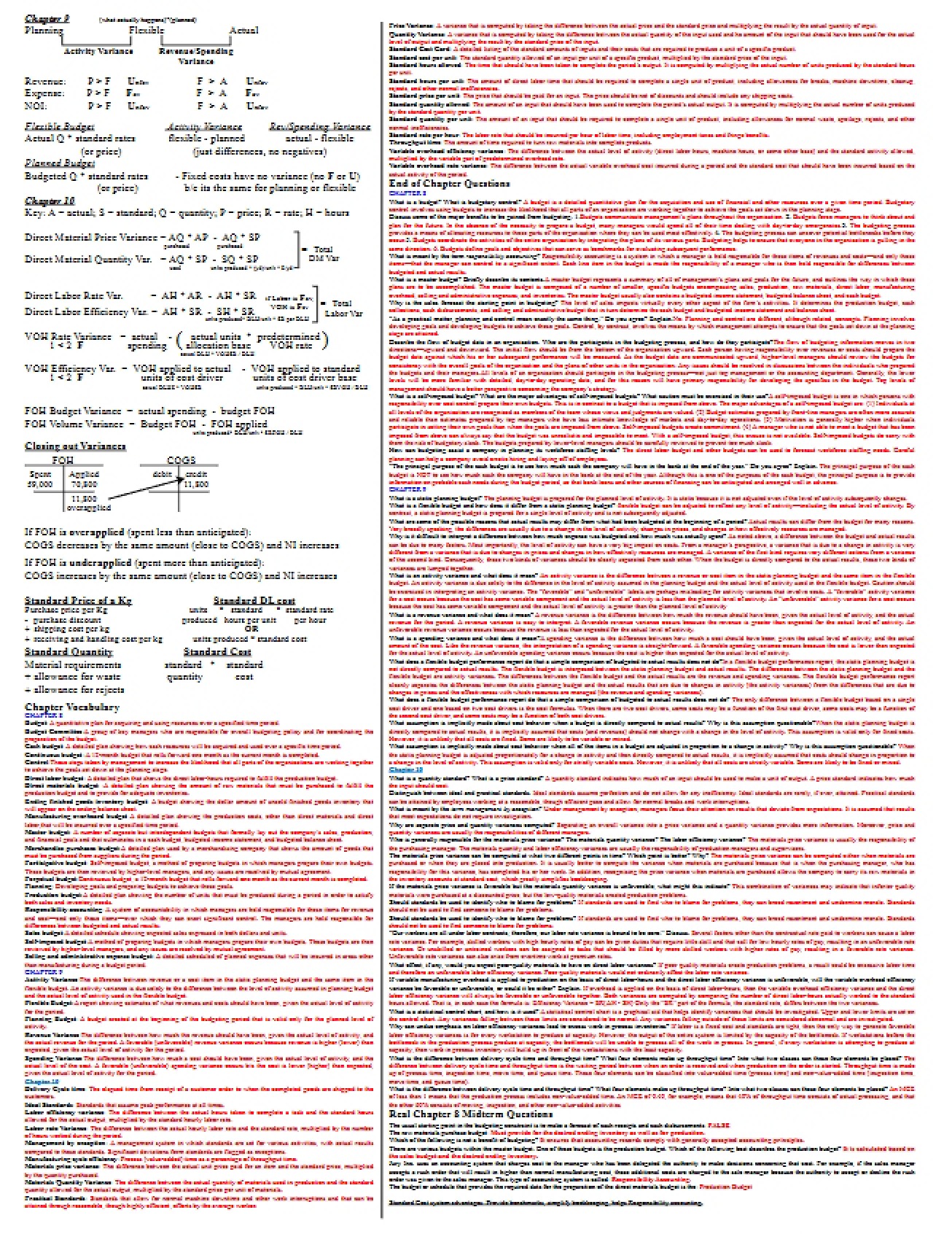 Managerial Accounting Ch 9