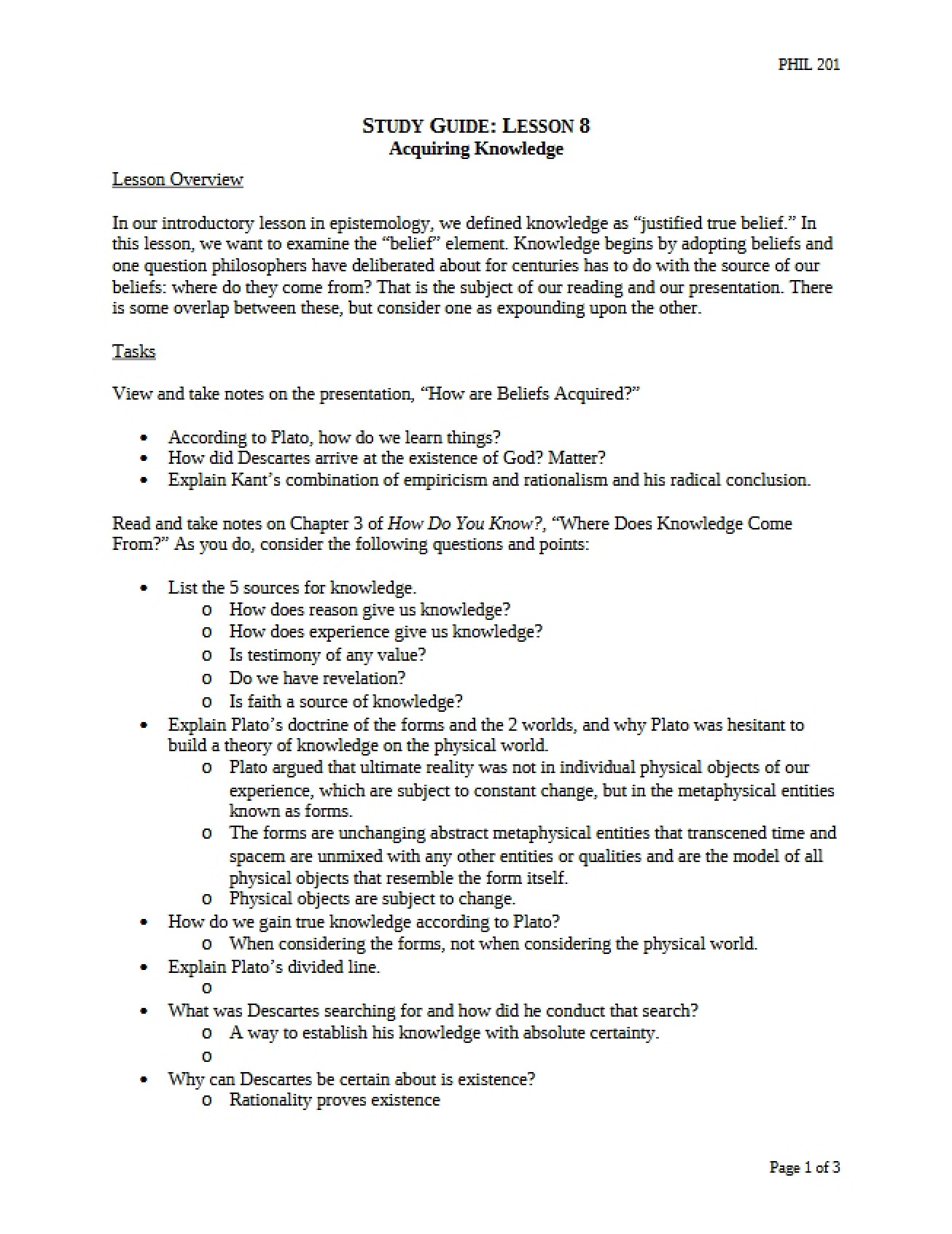 Eighth Lesson Study Guide