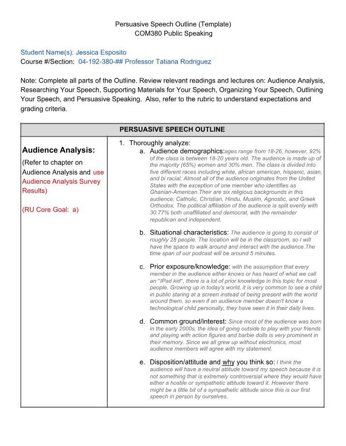 COMM380 - Persuasive Speech Outline