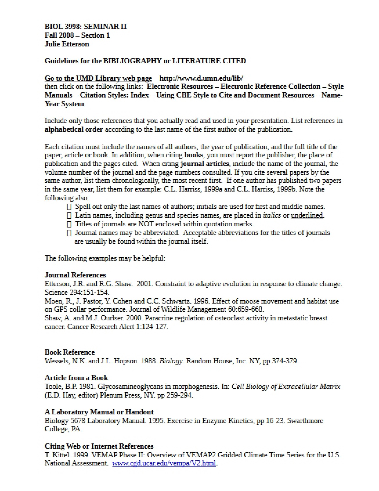 Bibliography Guidelines