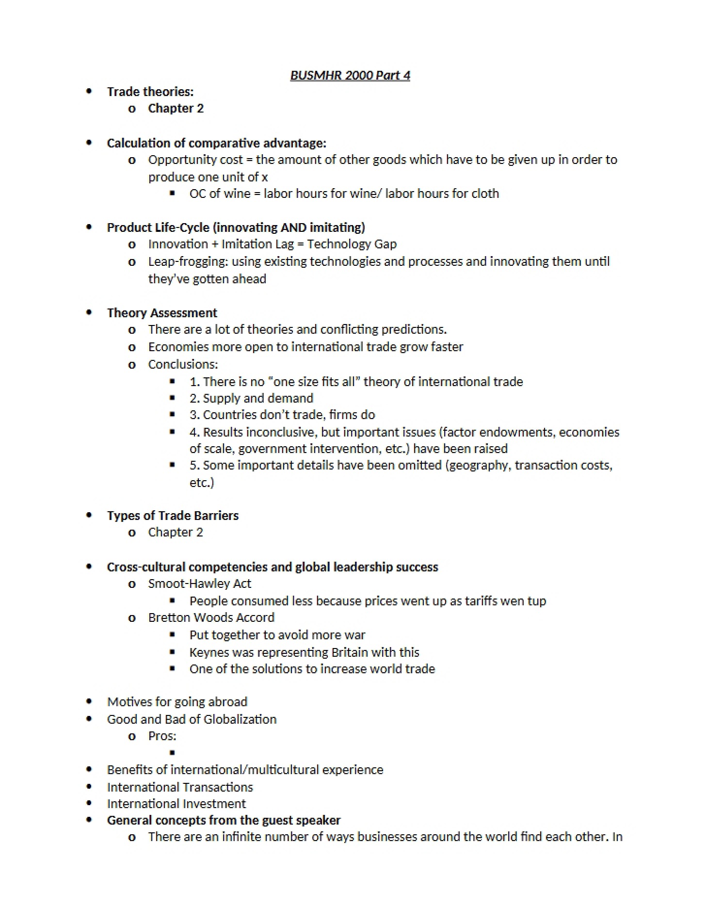 Chapter Two Trade Concepts
