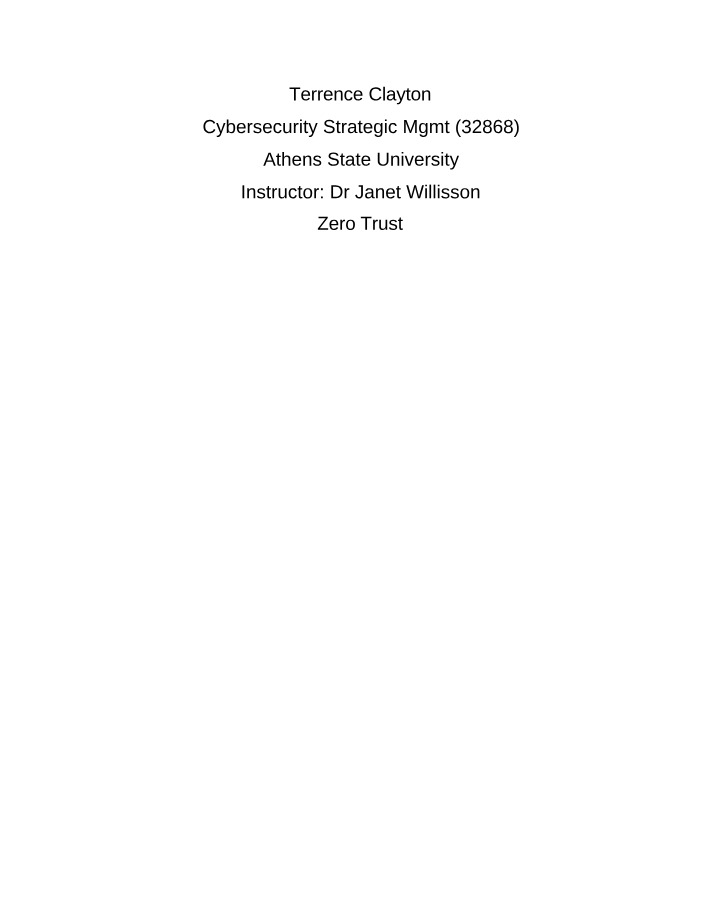 Zero Trust - Continuous Verification for Cybersecurity