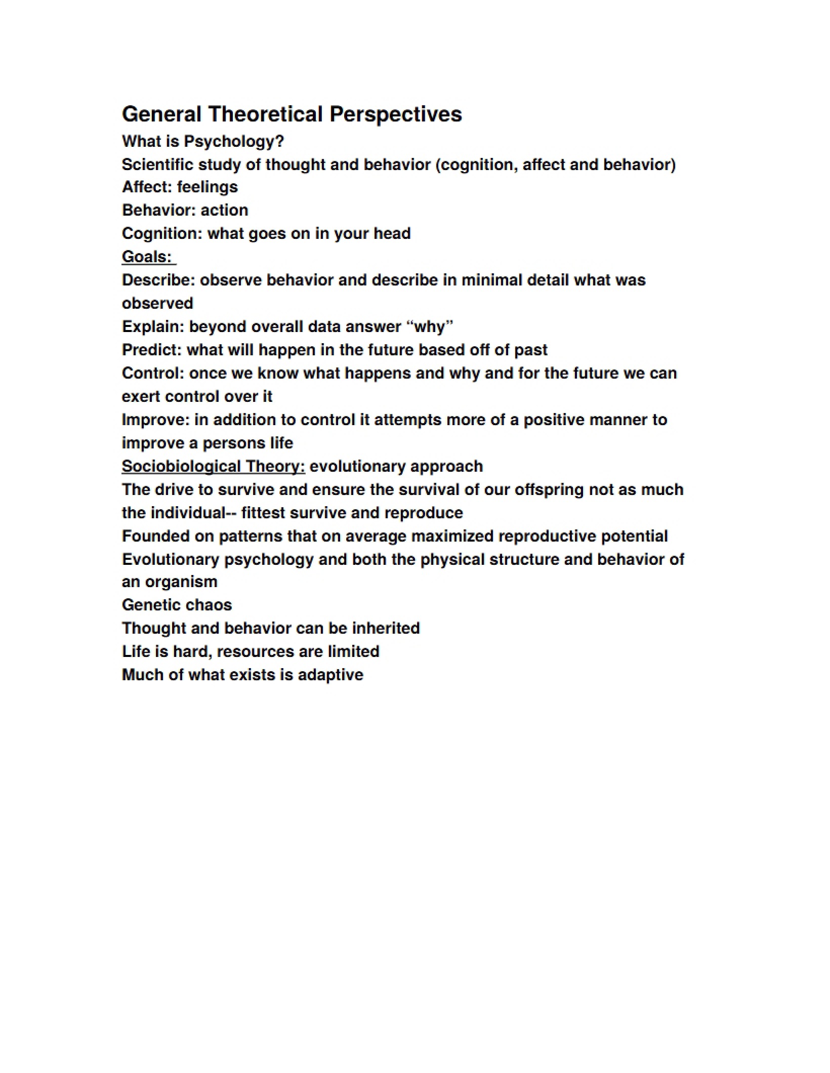 Theoretical Perspectives General