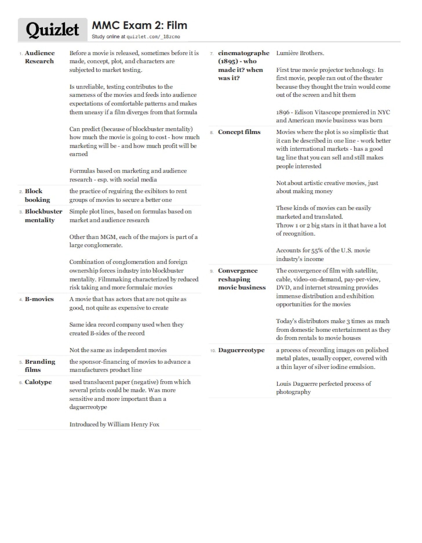 Film Assessment (Exam 2)