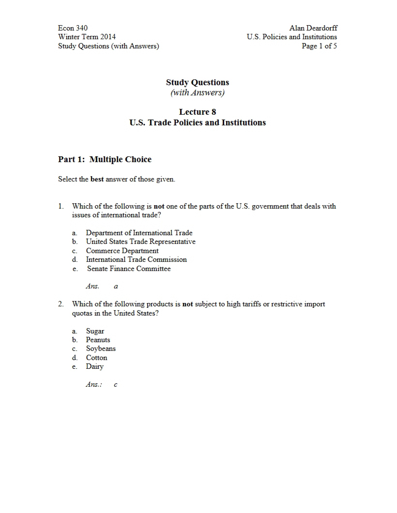 Guide for Econ 340 Study