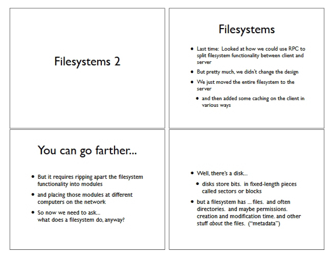 Second Filesystems Session