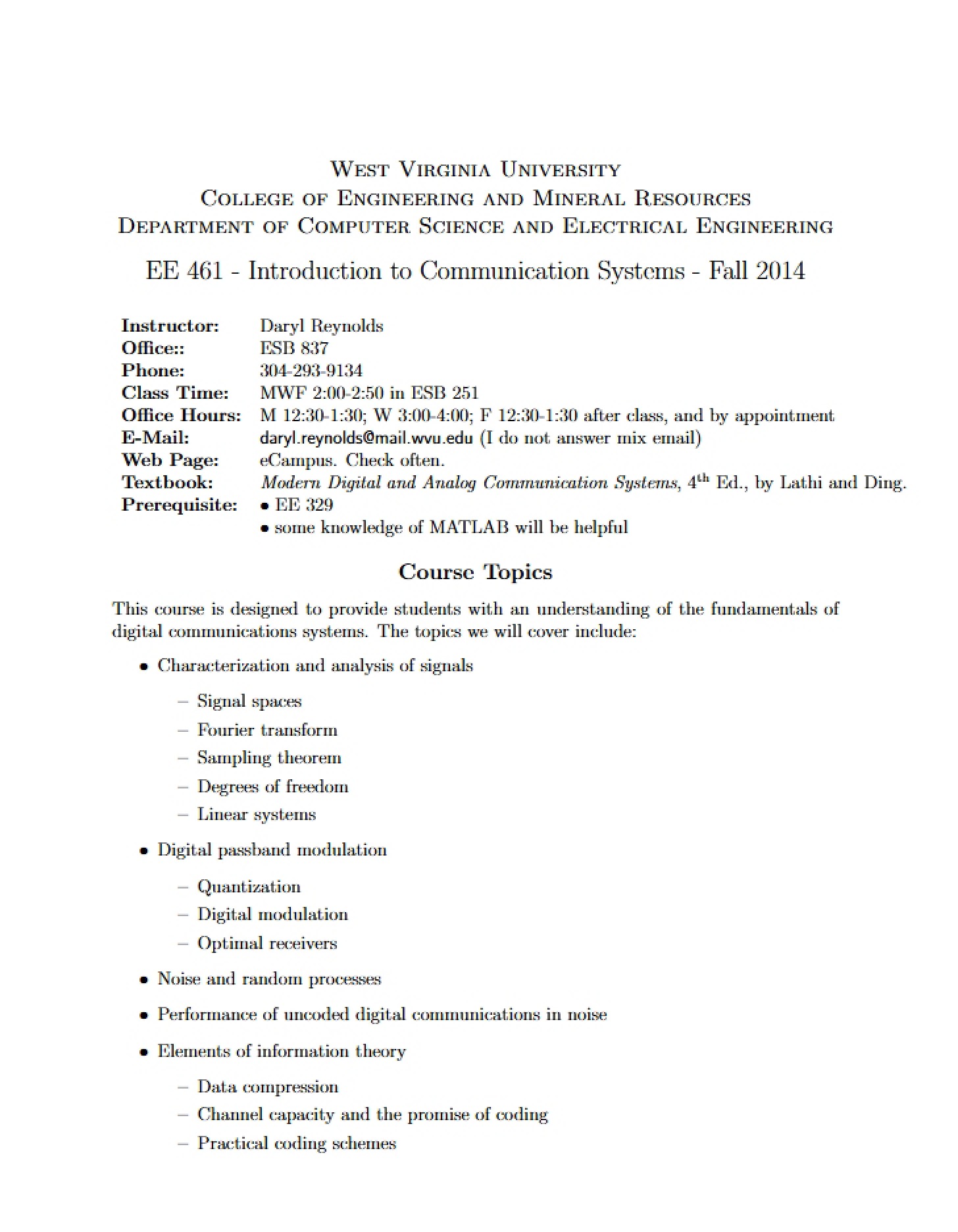 Course Syllabus