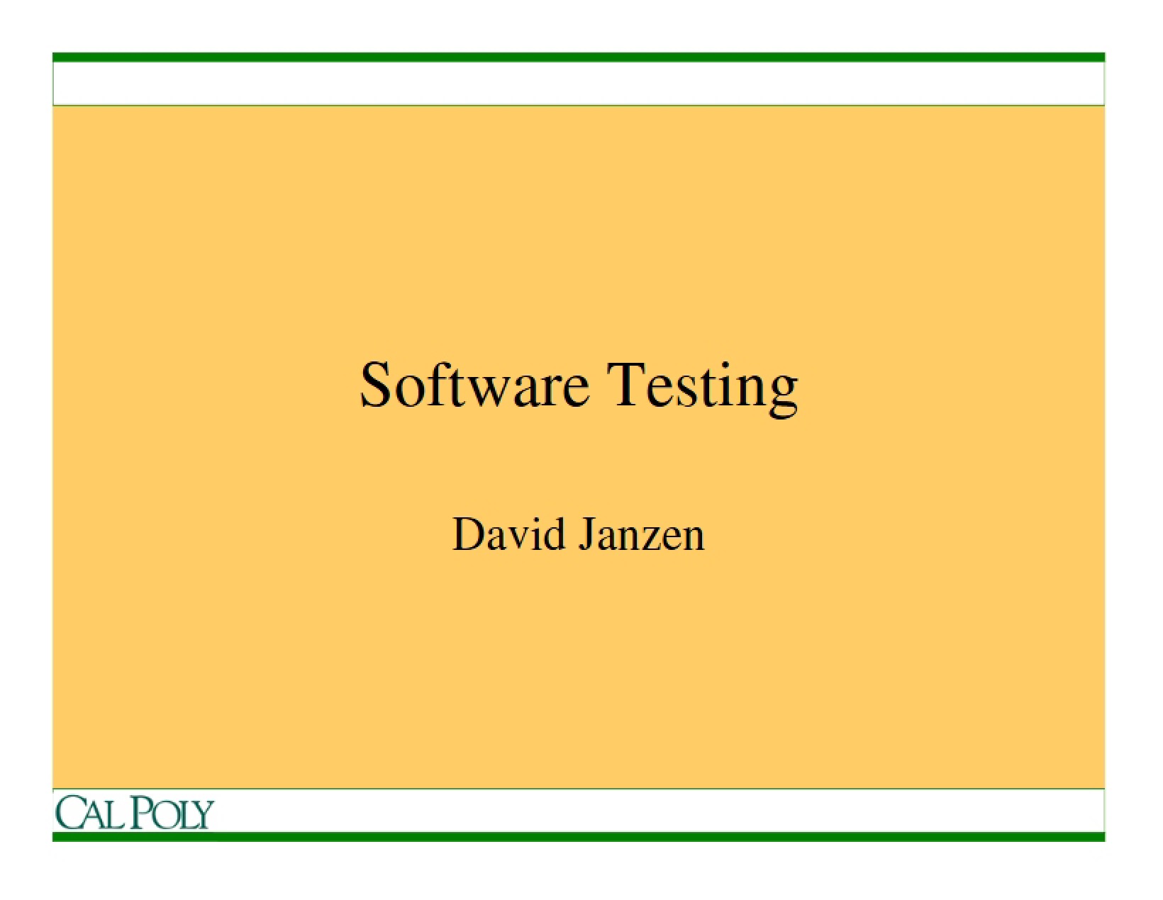 Testing of Software