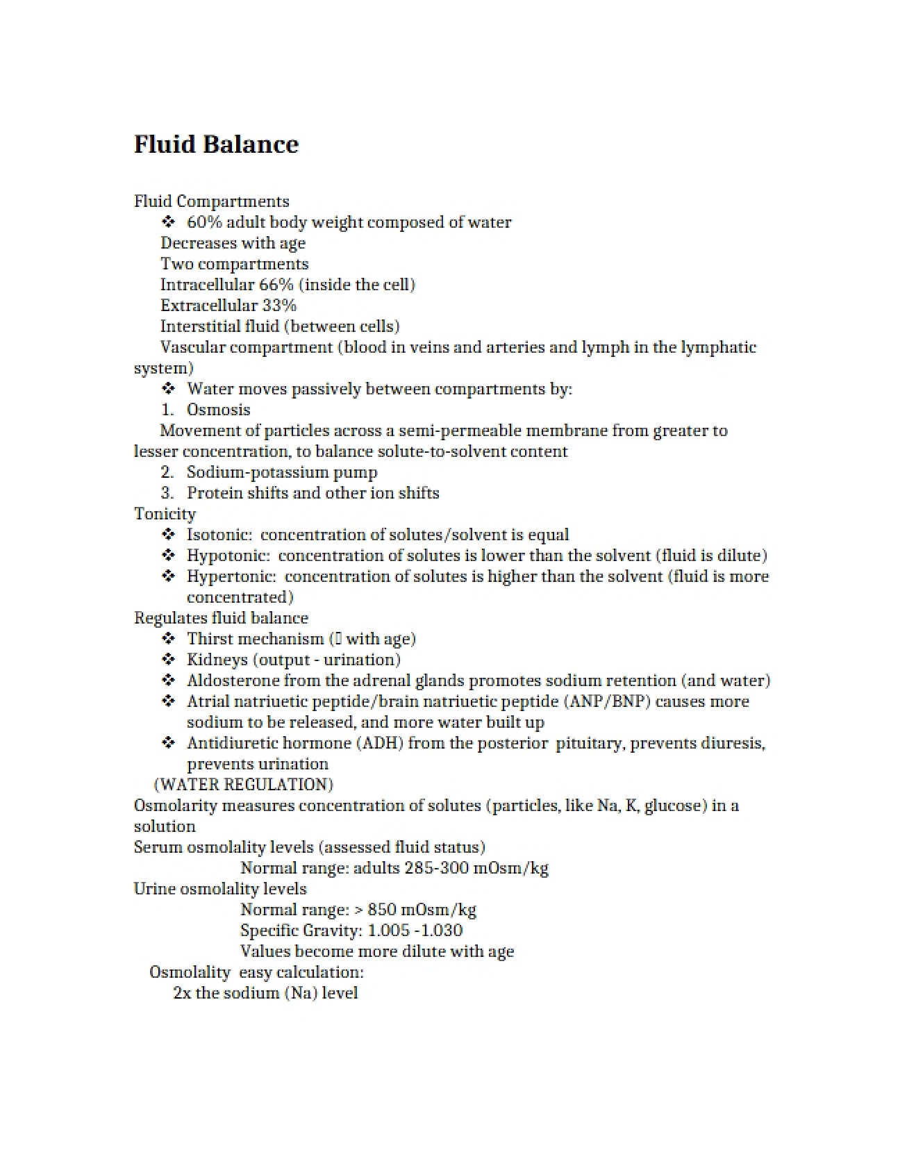 Lecture Materials Adult Health Nursing I