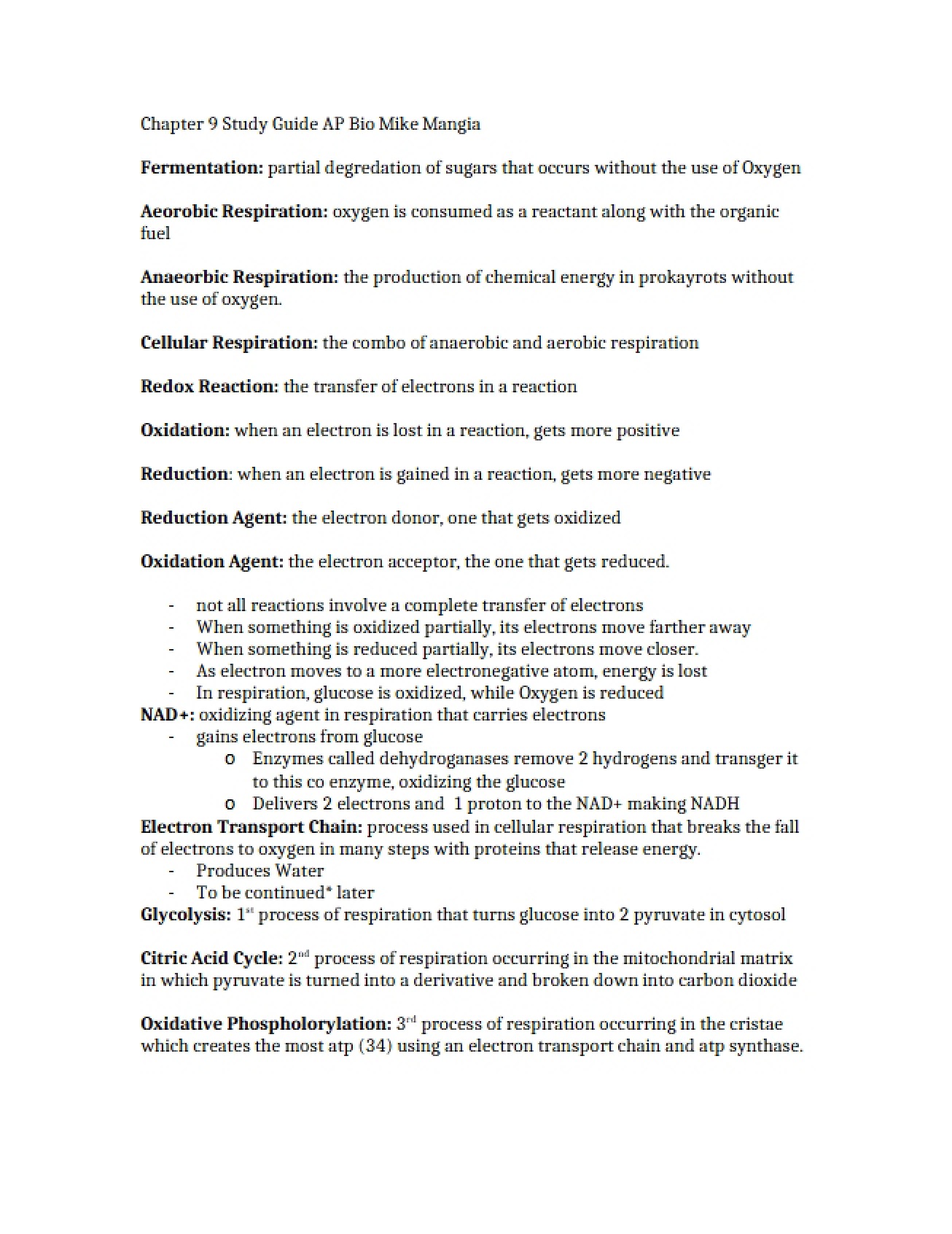 Study Guide Chapter 9