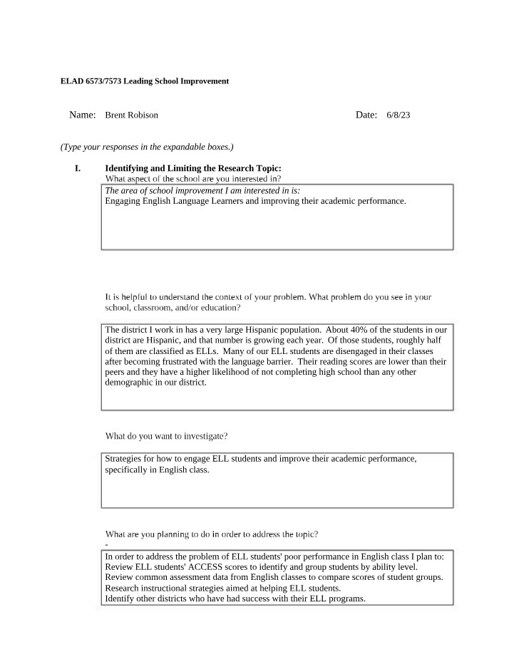 Improving ELL Students' Performance in English Class - Effective Strategies