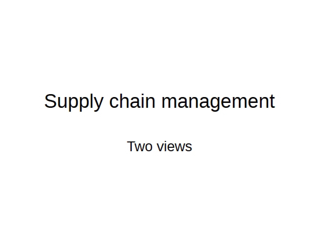 Supply Chain Management