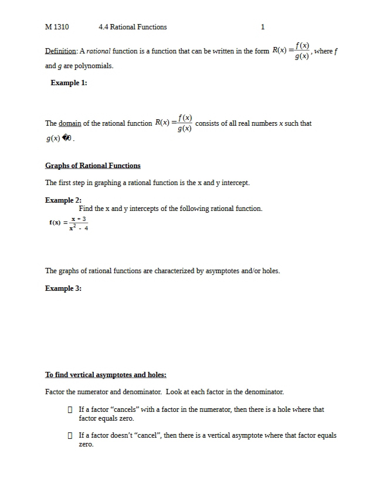 Functions Rational Expressions