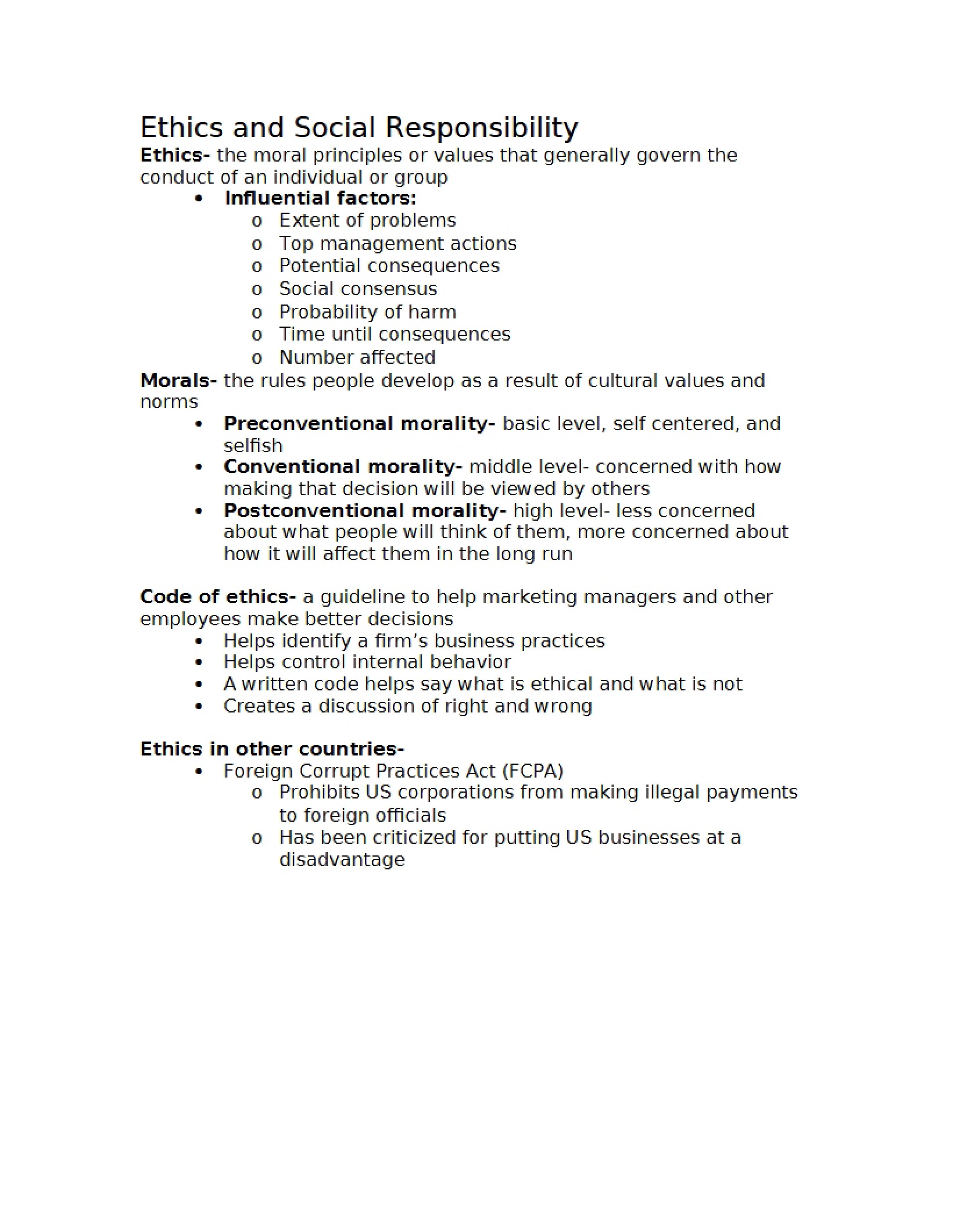 Ethics and Social Responsibility in Marketing