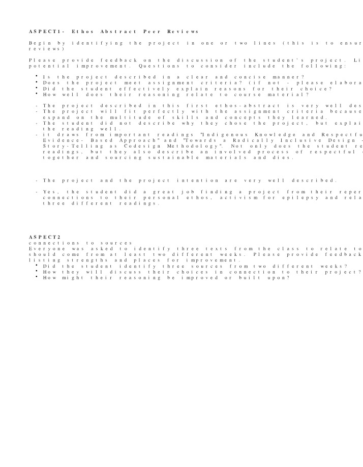 Peer Review of Ethos Abstract