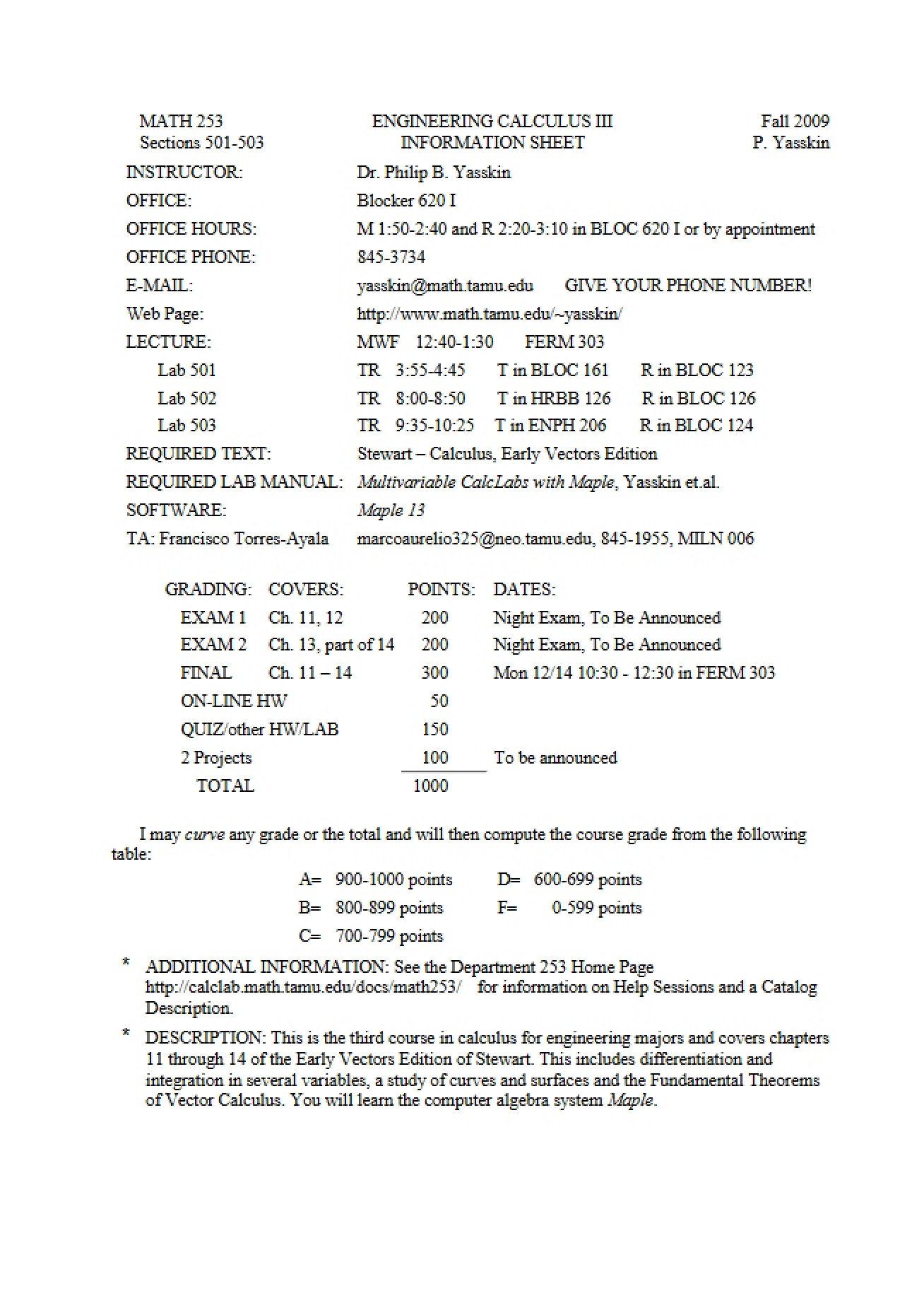 Syllabus for Engineering Mathematics III