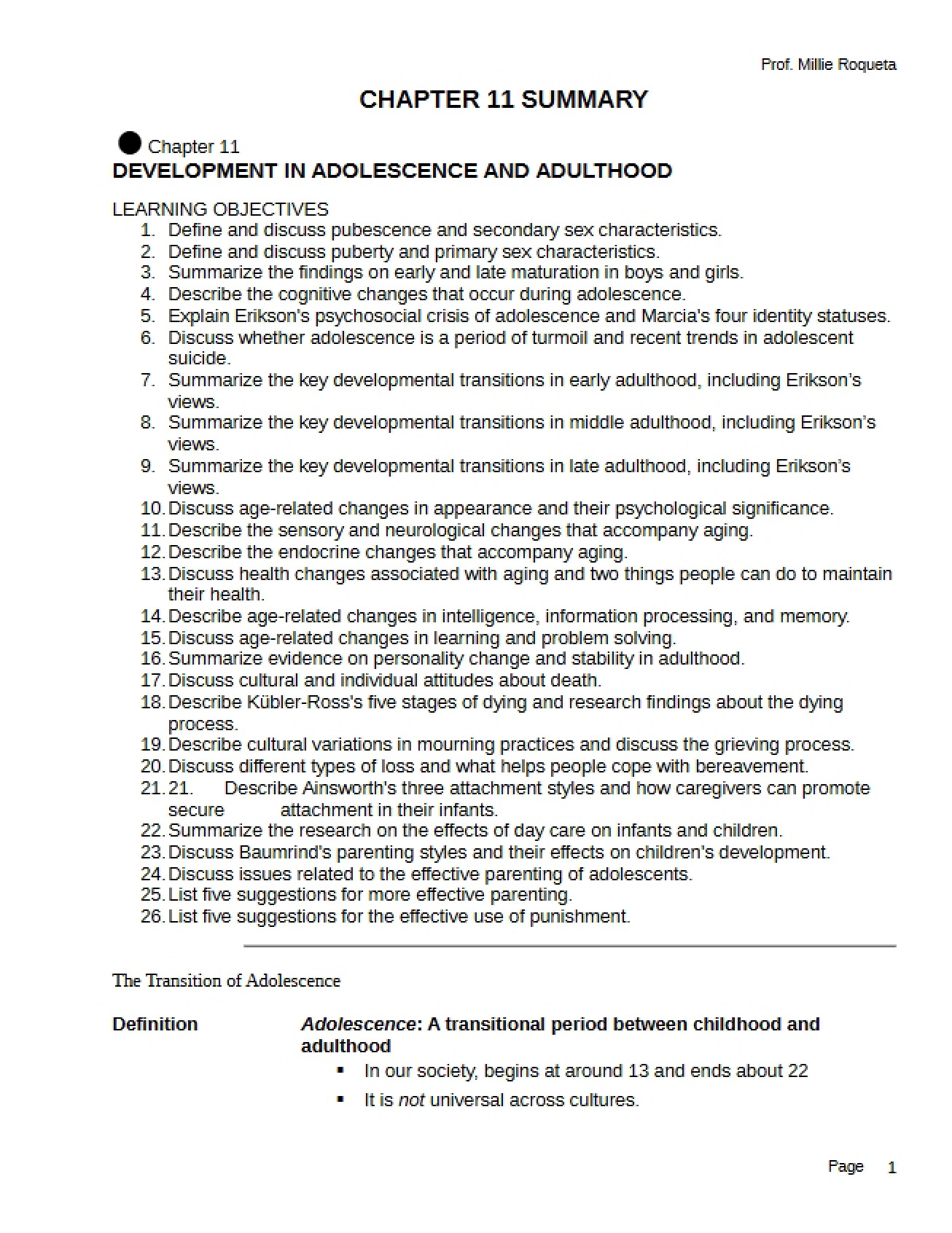 Adulthood and Adolescence Development