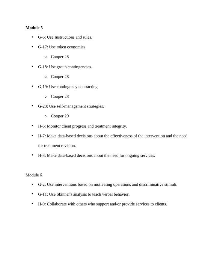 Outline for Modules 5 and 6