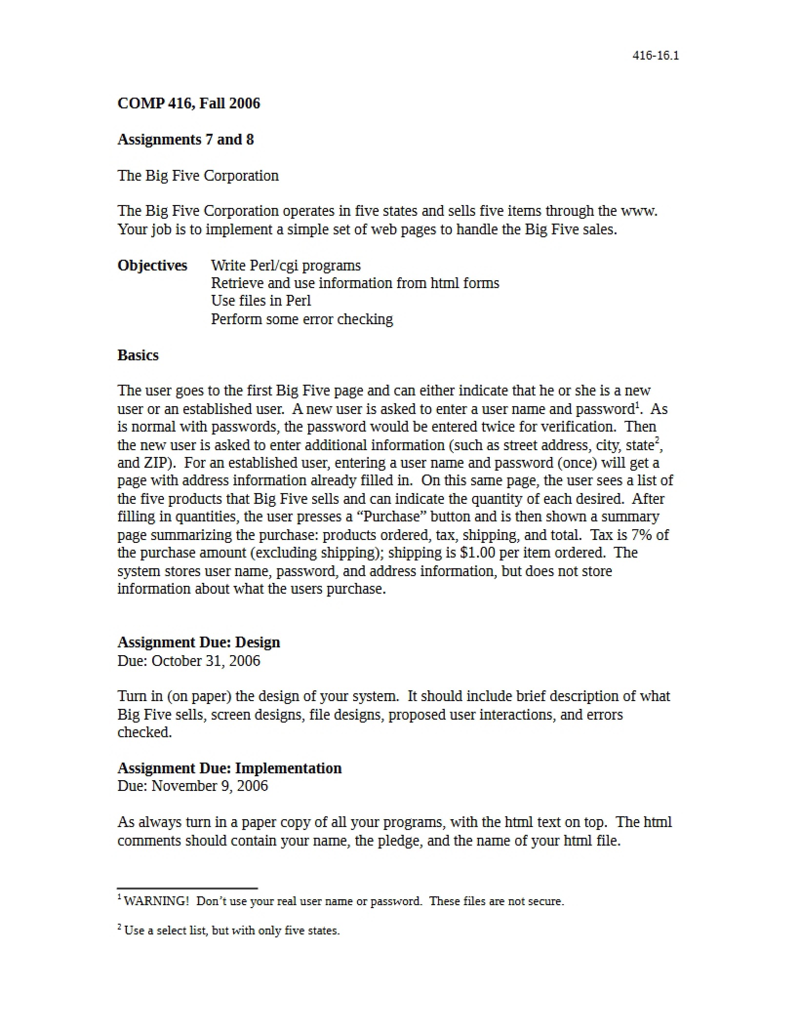 Assignments Seven and Eight