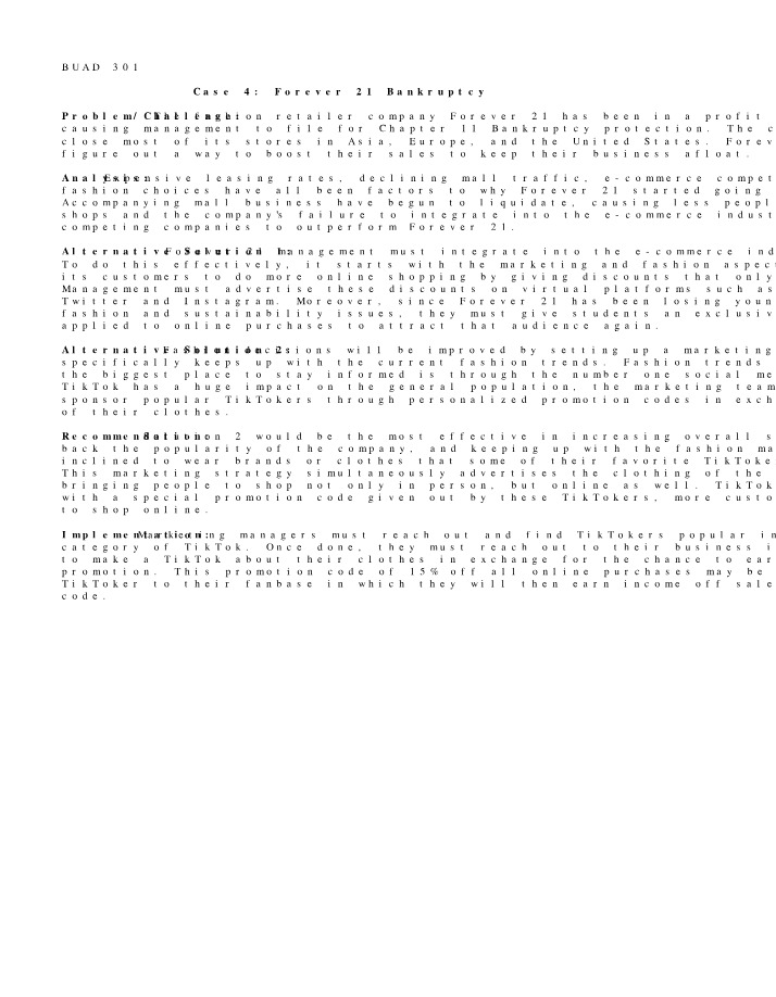Case Study - Forever 21 Bankruptcy