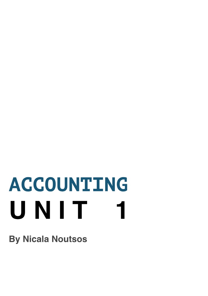 Unit 1 Accounting Notes