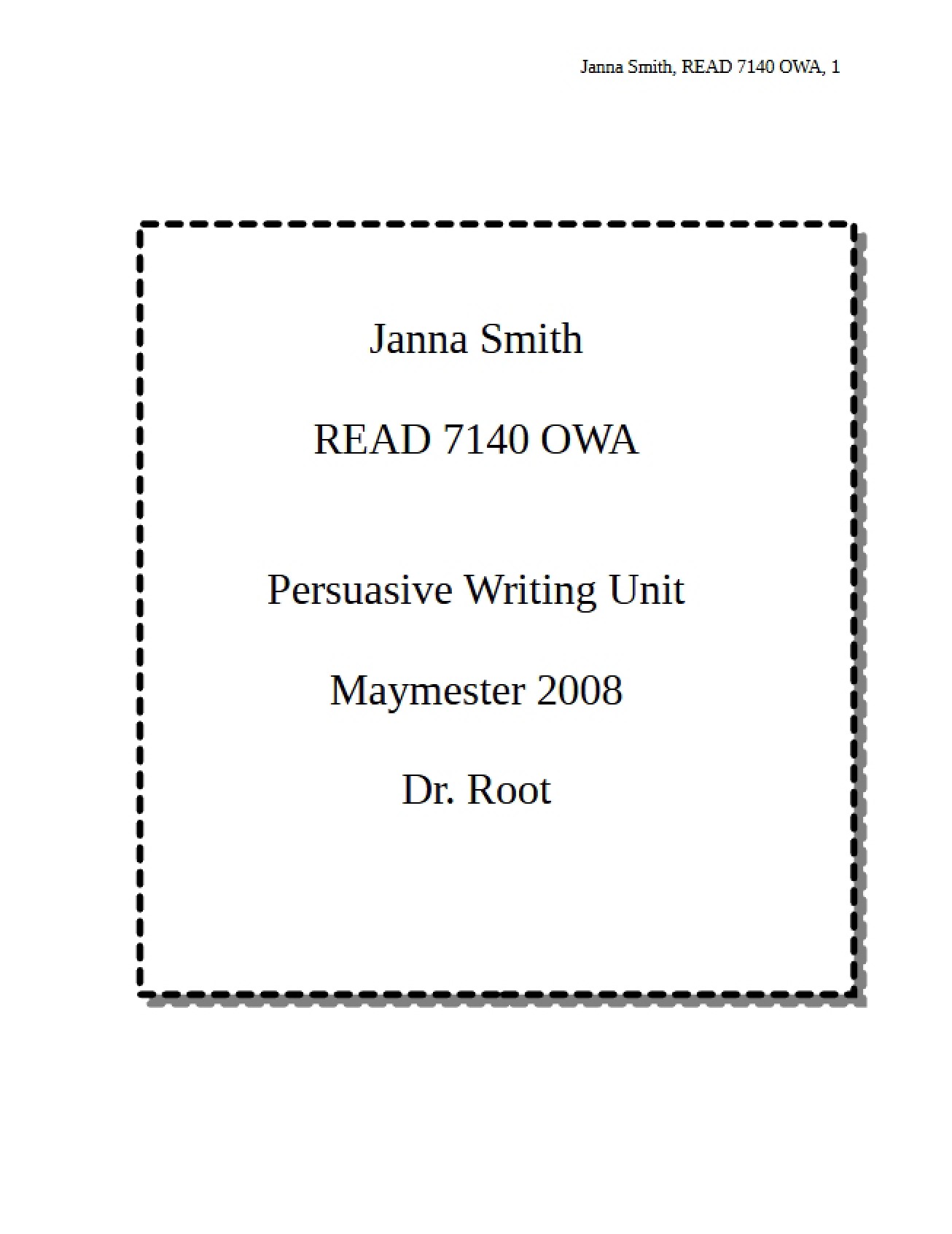 Unit on Persuasive Writing