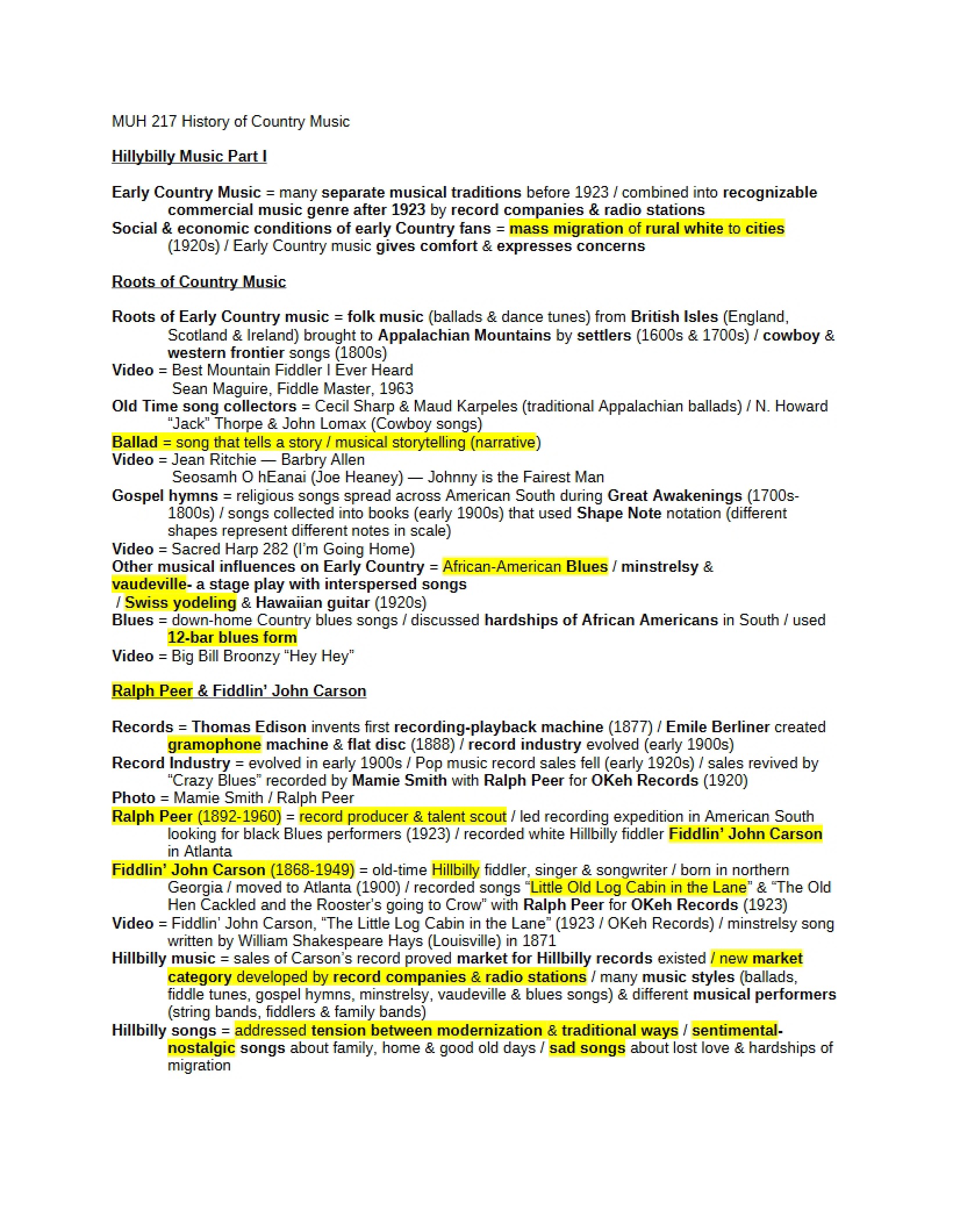 Part One Hillbilly Music