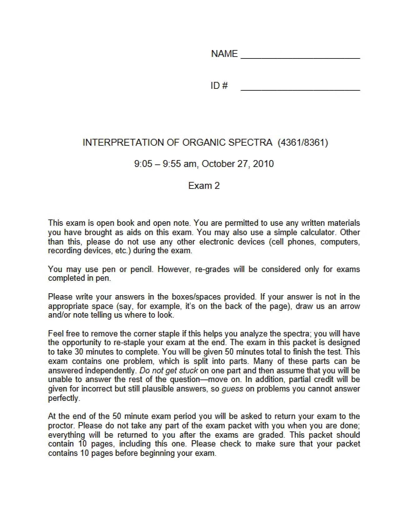Organic Spectra Interpretation