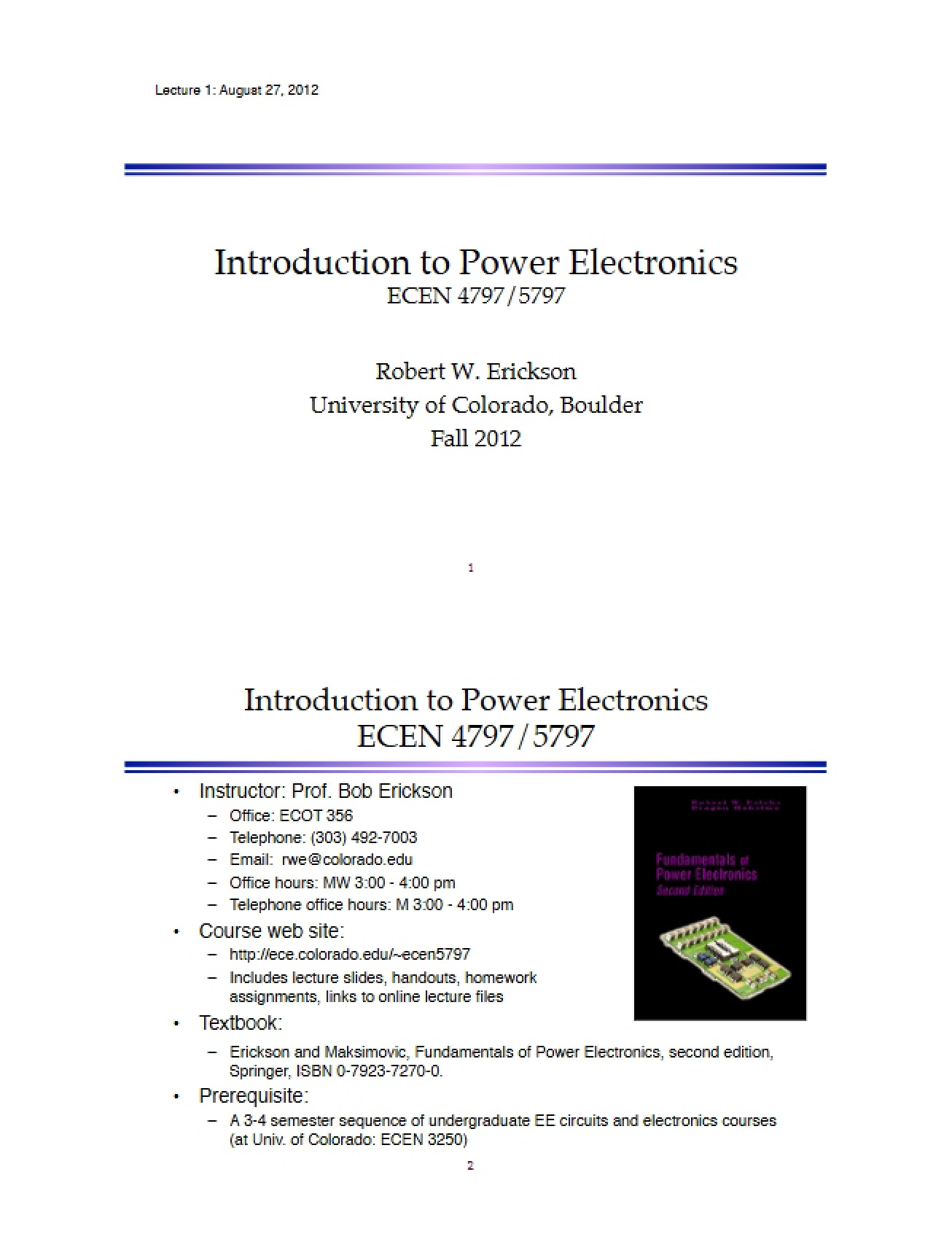 Introduction to Power Electronics - Introduction to Power Electronics
