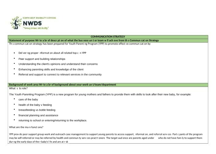 Youth Parenting Program - Effective Communication Strategy