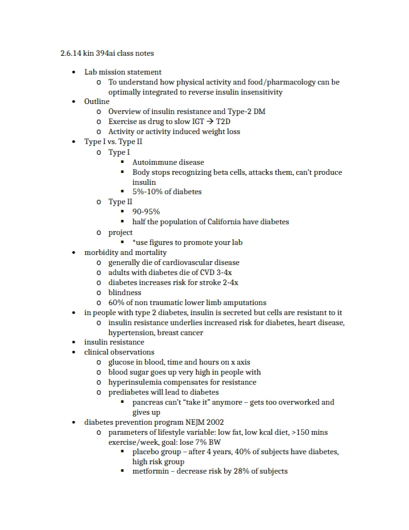 Class Notes from February 6, 2014