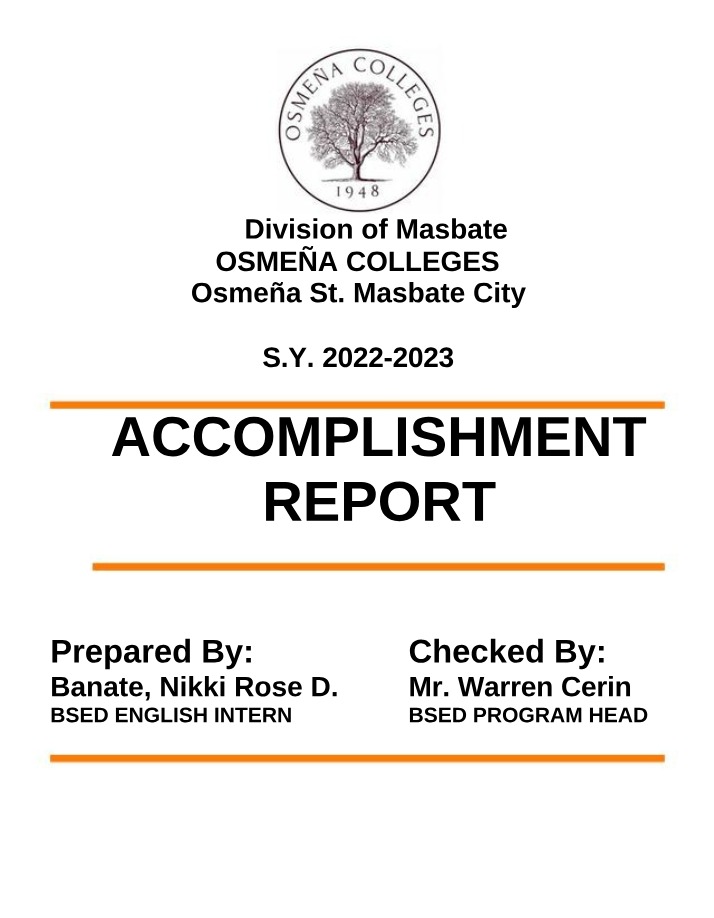 Weekly Accomplishment Report