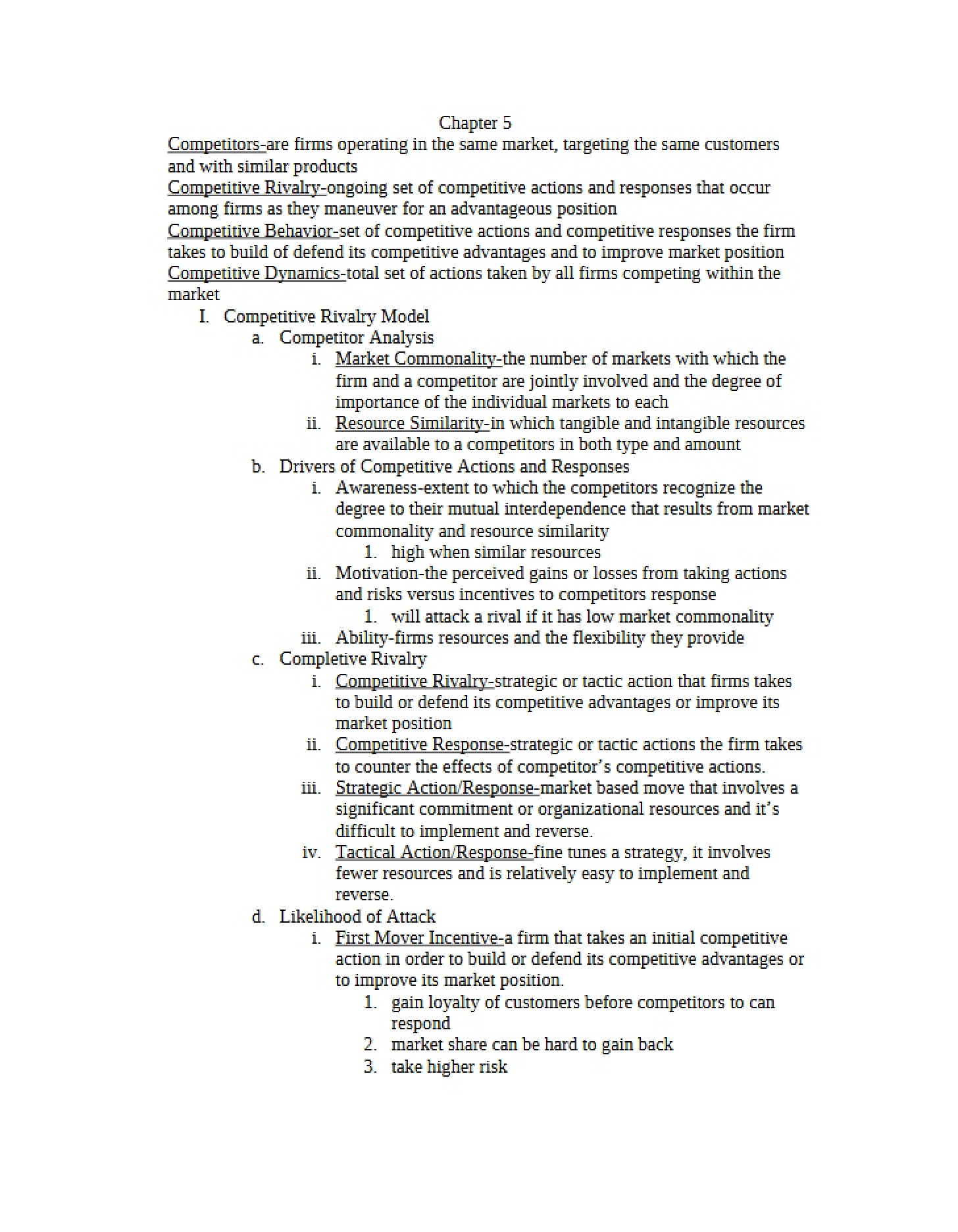 Competitive Analysis and Rivalry (Chapter 5)