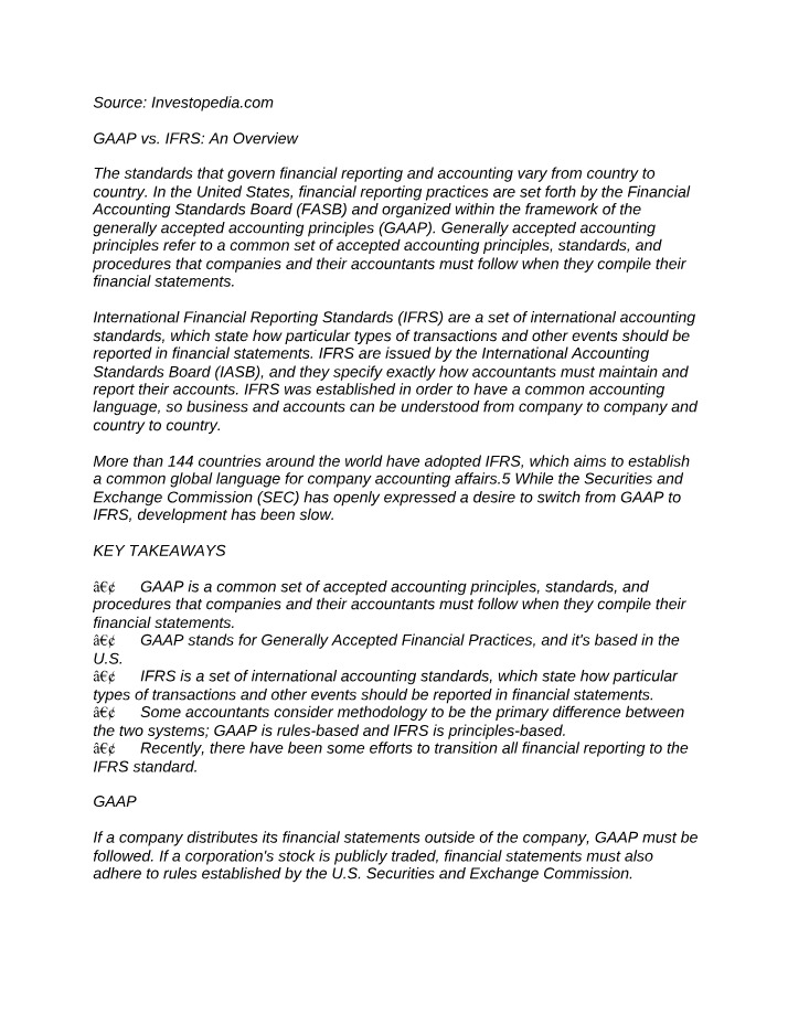 Overview of GAAP vs. IFRS
