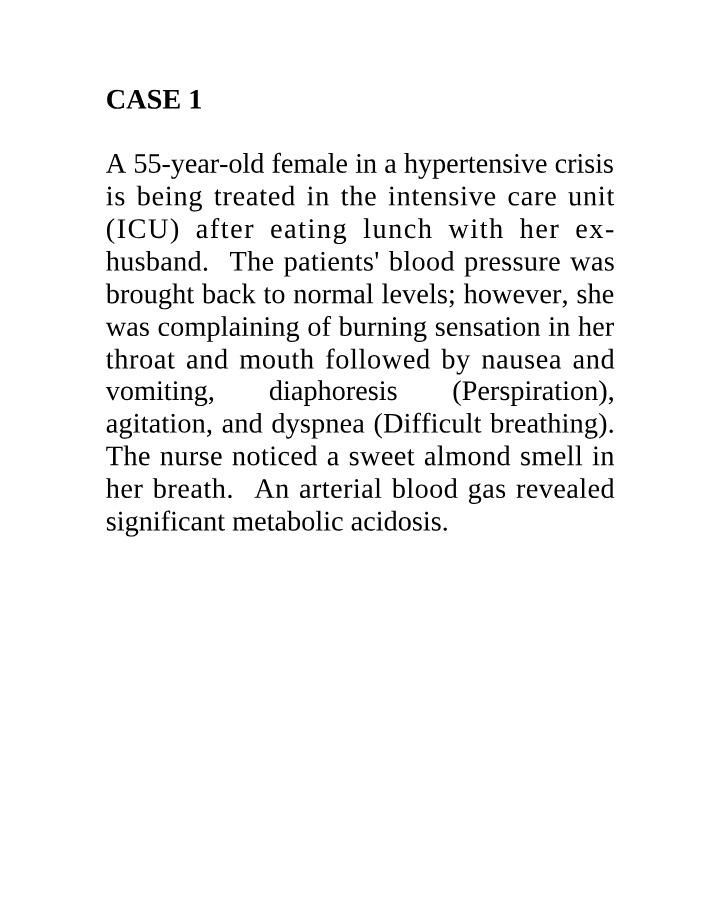 Toxicology Case 1 - BMED4310