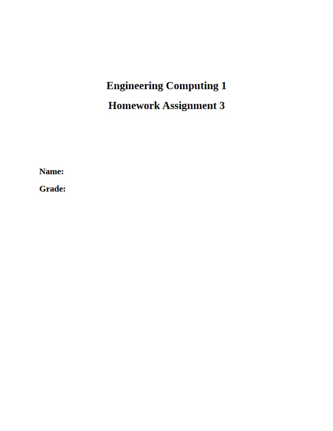Overview of Engineering Computing I