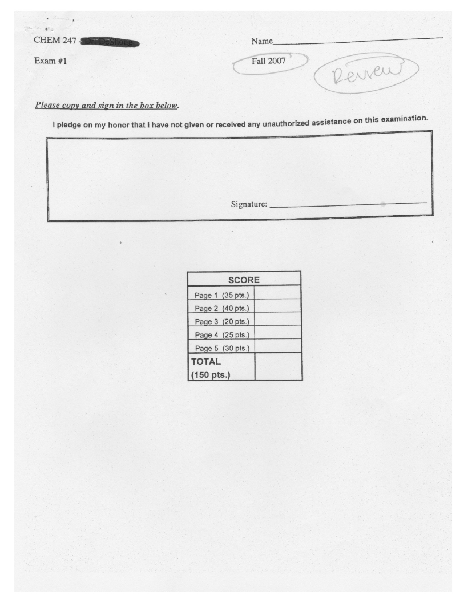 First Examination