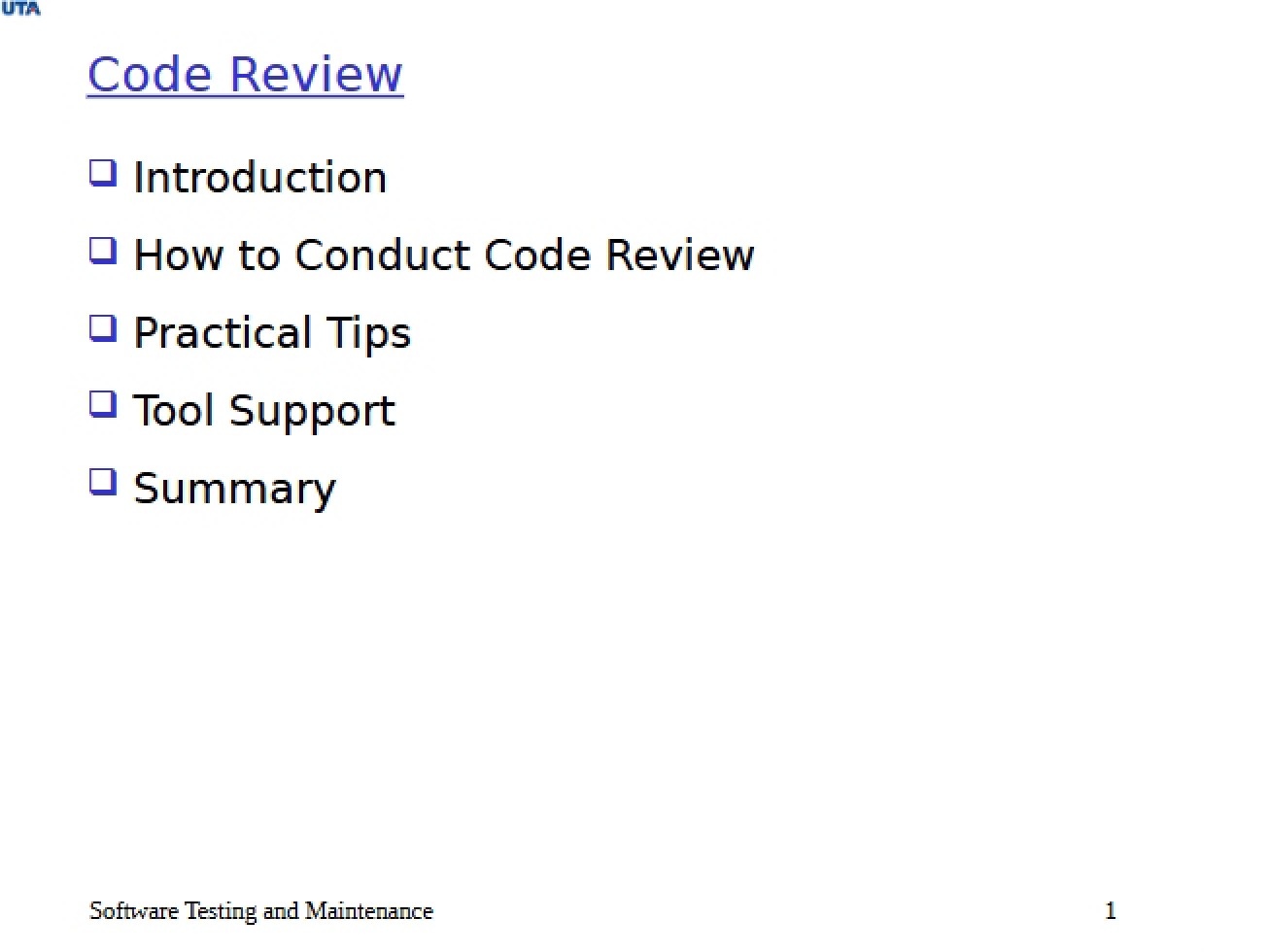 Review of Code