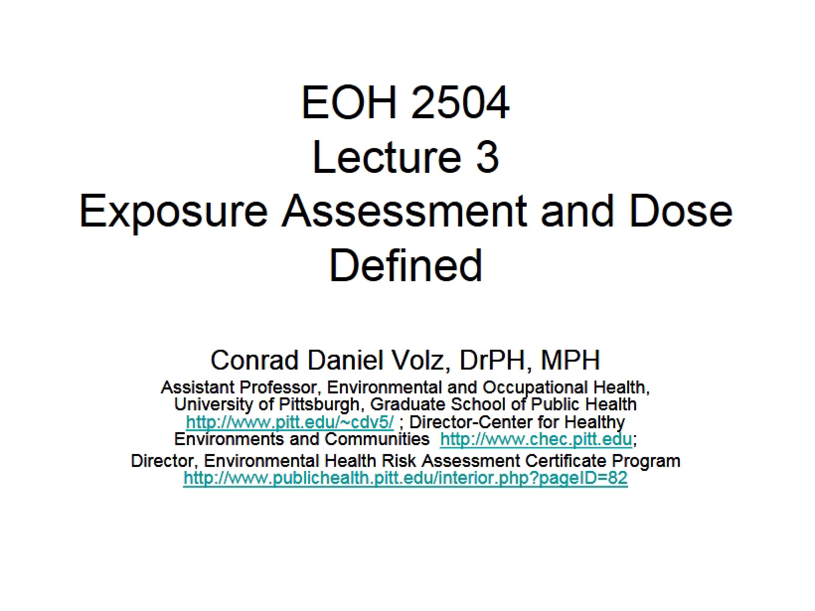 Assessment of Exposure
